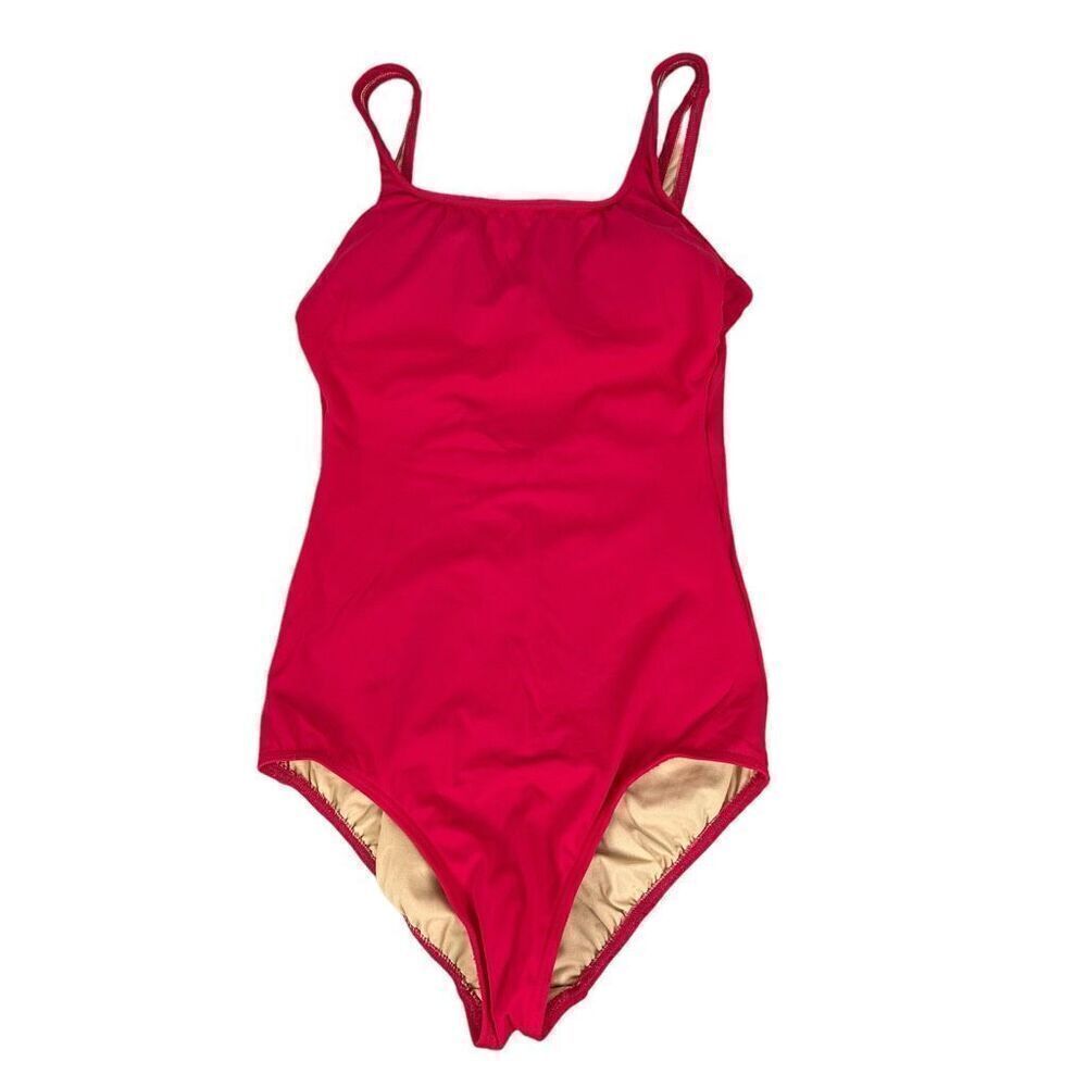 Lands' End Solid Red One-Piece Swimsuit